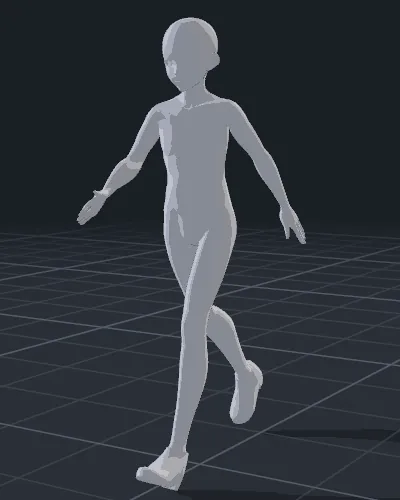 The figure in toon shading lit from the side, with a rim light along one edge.